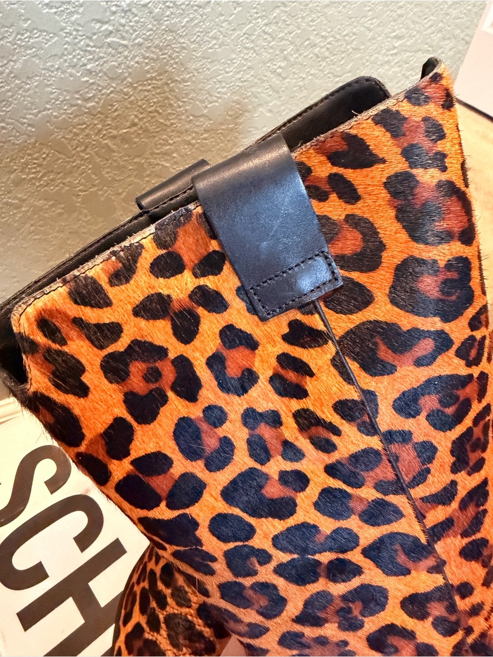 SCHUTZ Ashley Leopard Print Mid-Calf Heeled Boots EUC - Picture 11 of 16